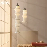 nordic white silk fabric led pendant lights japanese style bedroom creative long hanglamp living room loft decoration furniture