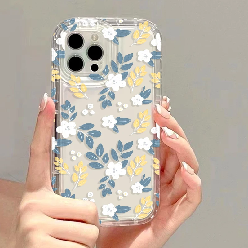 Мягкий чехол для телефона с прозрачным цветком iPhone 13 Funda 15 11 14 12 Pro Max XR X XS 6 7 8 Plus SE