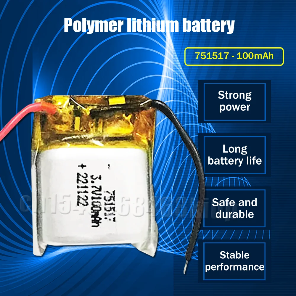 1-4PCS 751517 3.7V 100mAh Rechargeable Li-Polymer For Cheerson CX-10 CX10 CX12 JJ810 JJ820 V646 V676 RC Helicopter Quadcopter - купить по