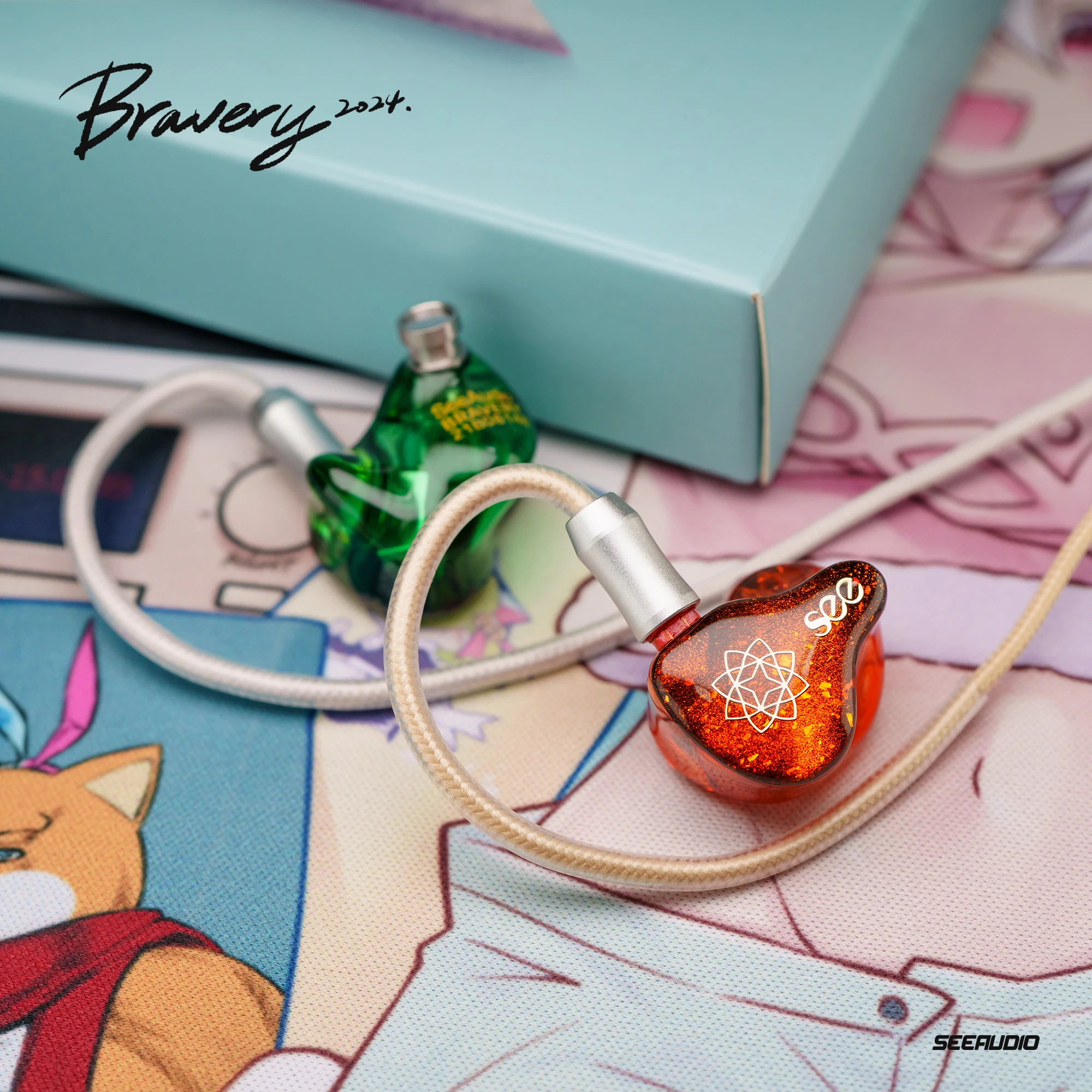 Фото Наушники-вкладыши SeeAudio IEMS Bravery''24 с 4 балансными арматурными излучателями Hi-Fi, IEM с отсоединяемым кабелем 2-в-1, гарнитура Bravery 2024 №3