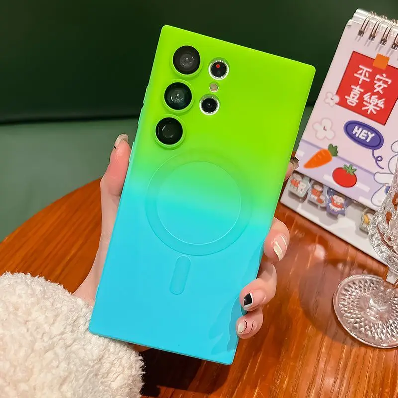 

Luxury Soft Silicone For Magsafe Case For Samsung Galaxy S23 S22 Ultra Plus S21 Note 20 Note20 S 23 S22Ultra Magnetic Lens Cover