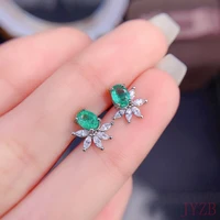 classic 925 silver emerald stud earrings for daily wear 4mm round natural emerald earrings sterling silver emerald jewelry