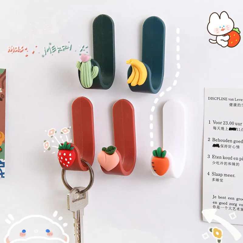 

2pcs Punch-free Cute Adhesive Hook Bathroom Wall Hook Clothes Hanger Key Wall Coat Hook Towel Rack Accessories Home Decor