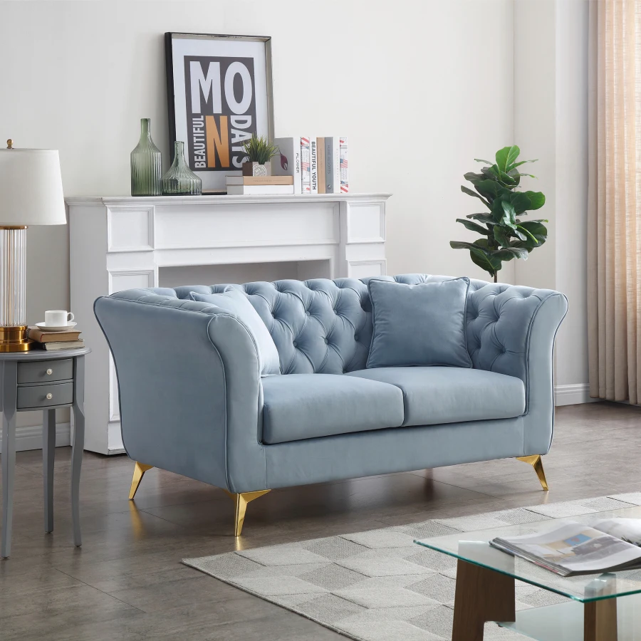 

Free Dropshipping Chesterfield Sofa ,stanford Sofa , High Quality Chesterfield Sofa , Tufted and Wrinkled Fabric ,teal Blue Size