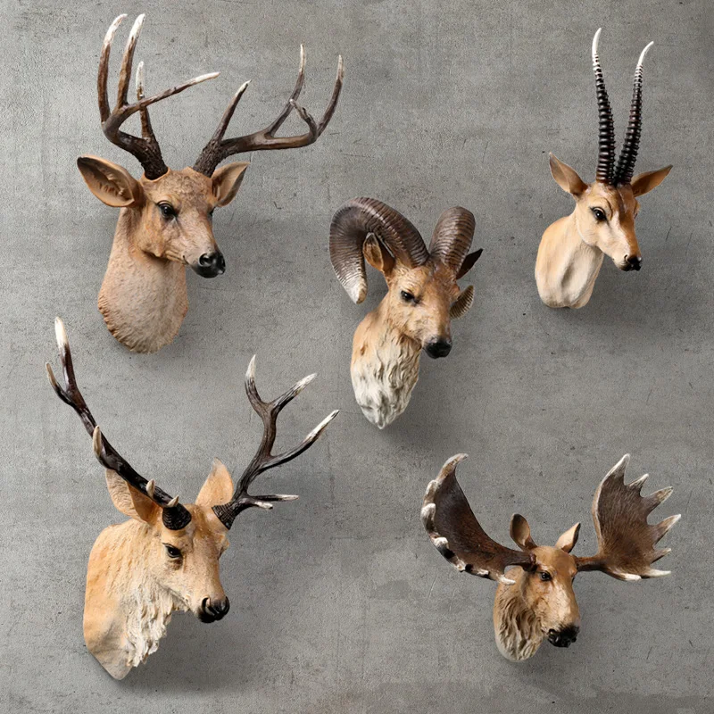 

AMERICAN REALISTIC DEER HEAD WALL HANGING ANIMAL HEAD RESIN PENDANT HOME DECORATION STORE WALL HANGING, BEST GIFT