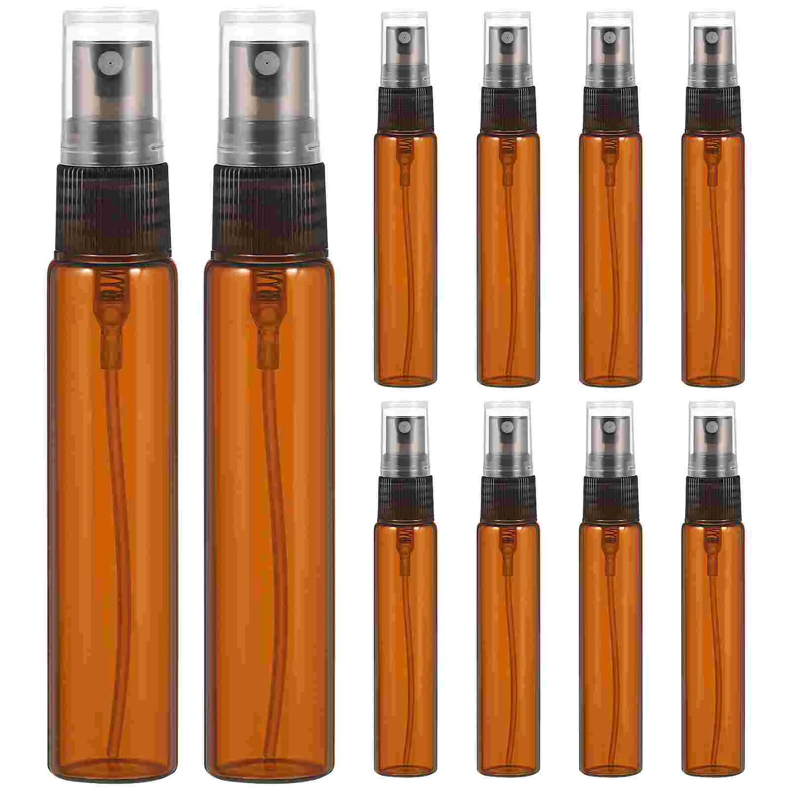 

10 10ml Fine Mist Spray Bottle Brown Colored Glass Small Empty Sprayer Travel Subpackaging Bottle for Cleaning, Essential Oils,