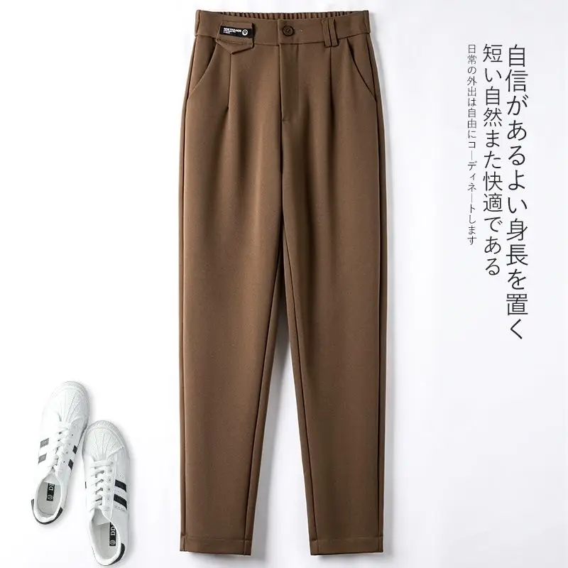 2023 New Women Spring Autumn Korean Solid High Waist Straight Suits Pants Ladies Fashion Casual Loose Long Trousers X109