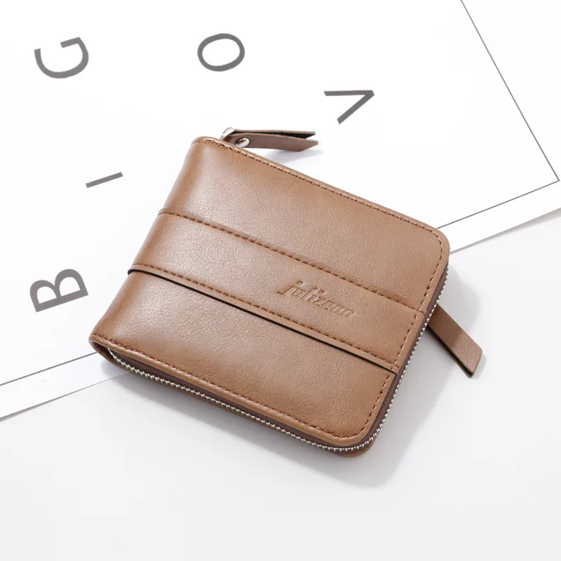 

Men's Leather Wallet Zipper Small Purse Card Holder Man Carteira Masculina Couro Coin Purse Man Porte Monnaie Money Bag