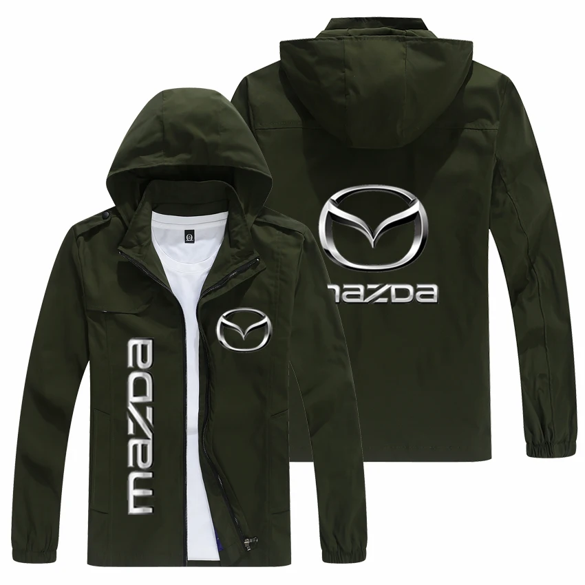 

2022 spring and autumn men's MAZDA logo Hooded Jacket popular print casual fashion loose rider jacket men's street Basebal