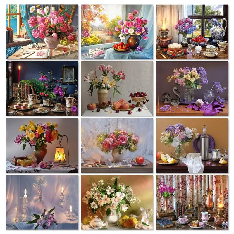 

GATYZTORY Paint By Number Flower Modern DIY Pictures By Numbers Vase Kits HandPainted Kit Oil Painting Art Drawing On Canvas Gif