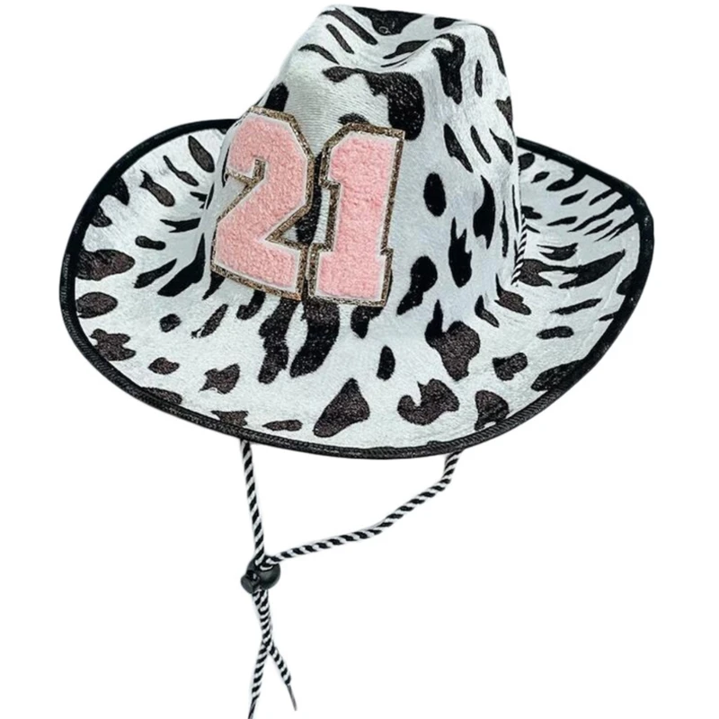 

21 Hat Birthday Cow Print Cowgirl Hat 21 Birthday Hat Cow Print Cowboy Hat NEW