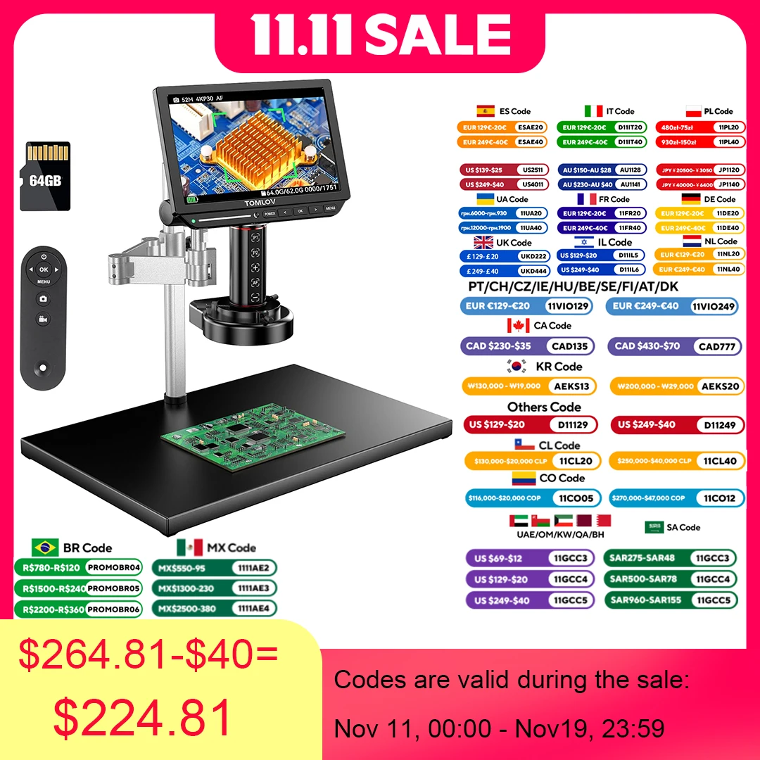 

Микроскоп TOMLOV TM4K-AF 10,1"