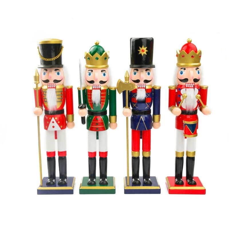 

Красные и белые деревянные щелкунчики, фигурка солдата, кукольная кукла, рождественские украшения, Прямая поставка