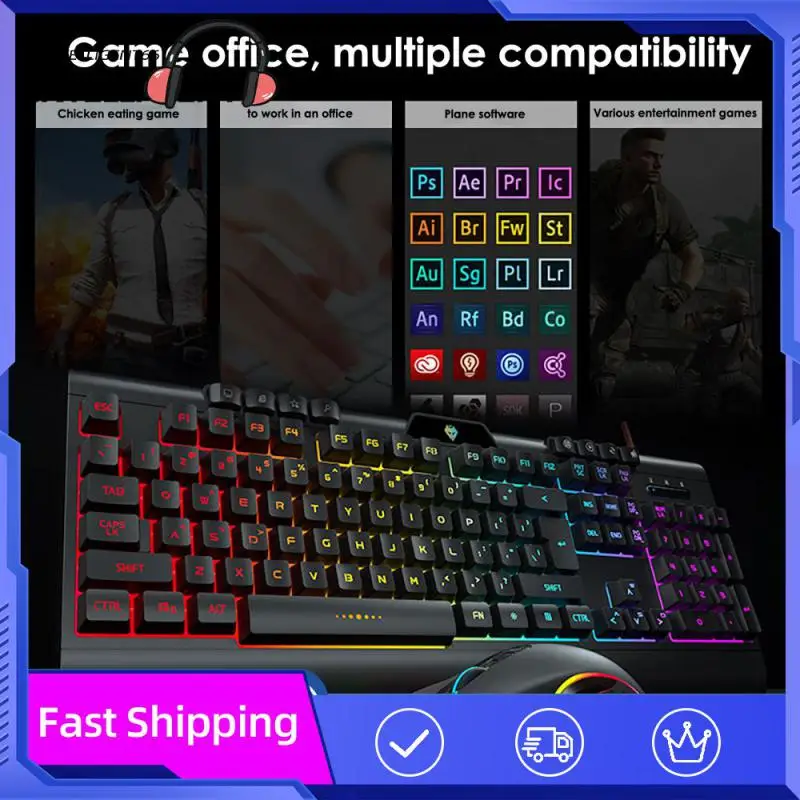 

Ergonomics Game Keyboard Backlight For Gamers Wired Computer Keyboard Usb 104 Keys Gaming Keyboard And Mouse For Pc Laptop