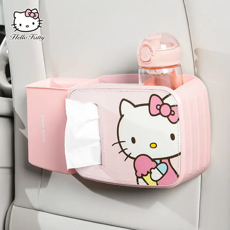 

Ведро для мусора для машины Hellokitty, ящик для бумажных полотенец, держатель для хранения салфеток на автомобильное кресло с креплением сзади