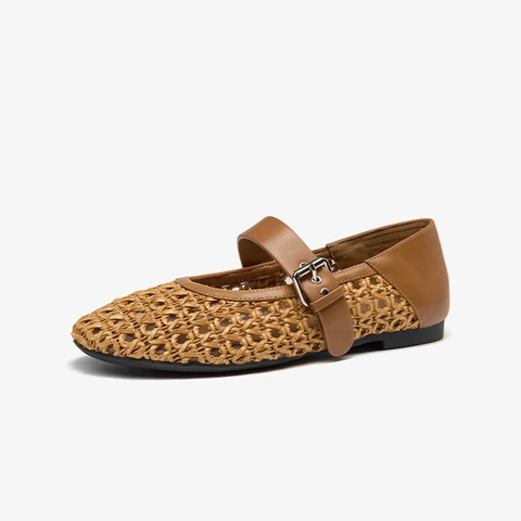 BEAUTODAY, женские туфли Мэри Джейн из телячьей кожи с пряжкой и плетеным ремешком, тканые туфли, летнее платье, женские туфли на плоской подошве в стиле ретро, ручная работа 22221