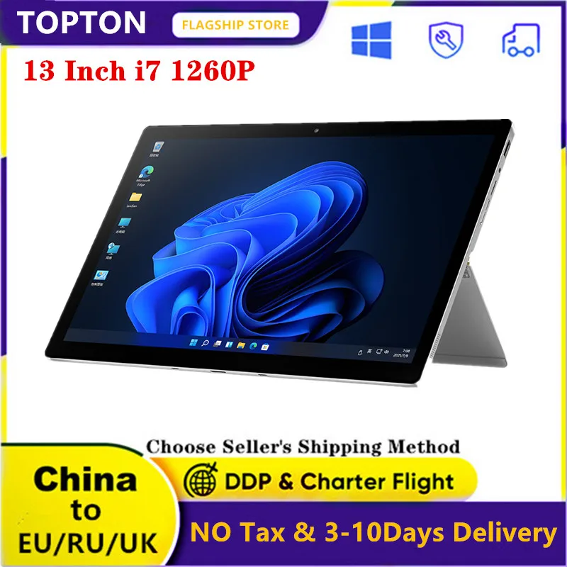 

2 in 1 Laptop Tablet 13 Inch T1 2K IPS 12th Gen Intel i7 1260P 16GB 1T/2TB NVMe Windows 11 Computer 12000mAh 65W Charge Notebook