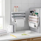 Многофункциональный кухонный органайзер для хранения, подвесной резак для липкой пленки, диспенсер для рулона оловянной фольги, держатель для бумажных полотенец, полка для бутылок