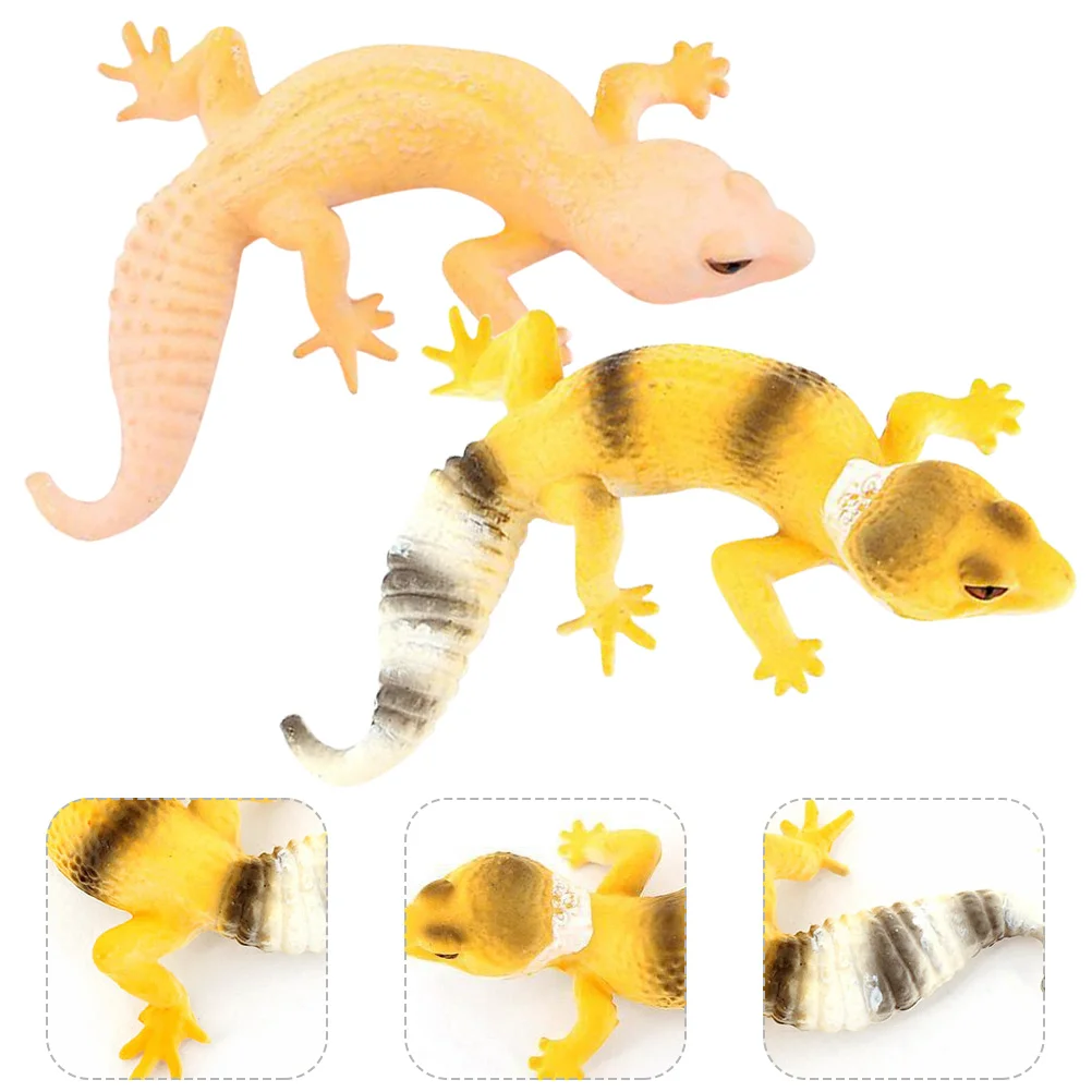 

2 Pcs Miniatures Simulation Gecko Artificial Lizard Ornament Figurine Toy Figurines Animal Model Figures Decor Child