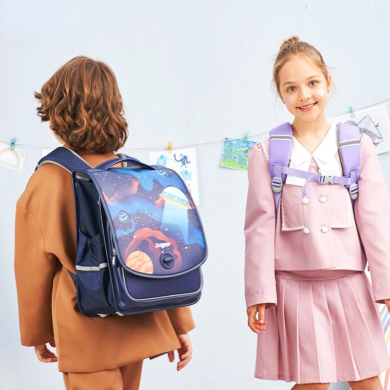 Bookbag High Quality Primary School Backpack Safety Reflective Strip Waterproof Cute Cartoon Double Shoulder Schoolbag Kids