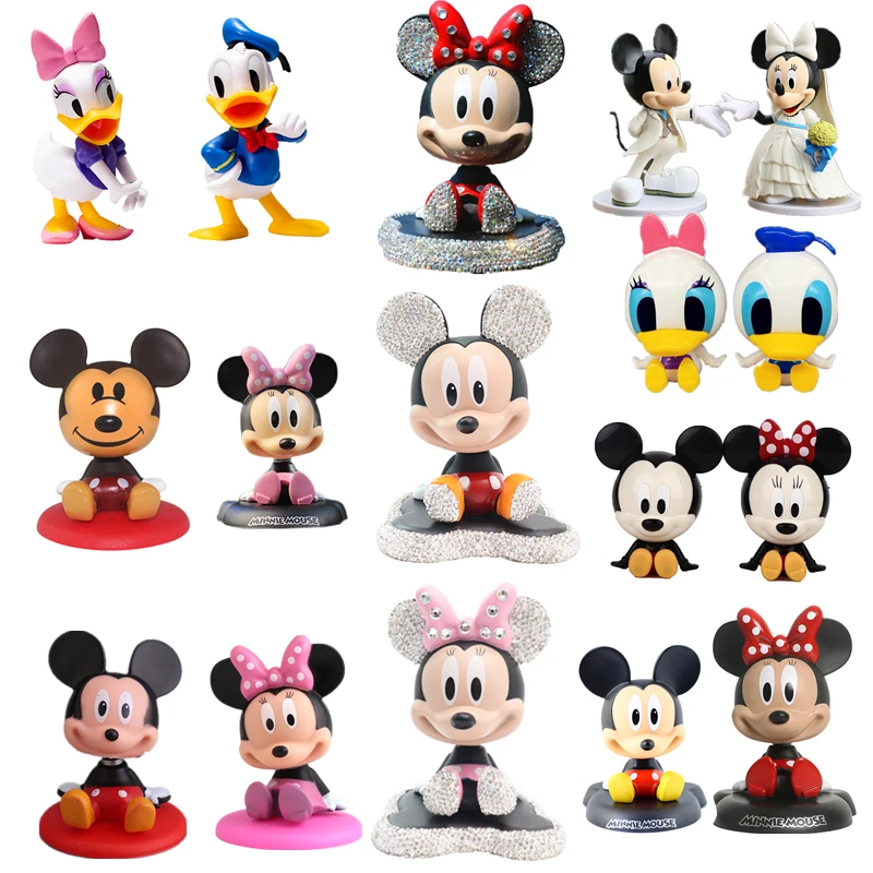 Disney Cartoon Mickey Mouse Donald Duck Action Figure Kawaii Model Toy Cake Car Decoration Cute Doll Children's Christmas Gift