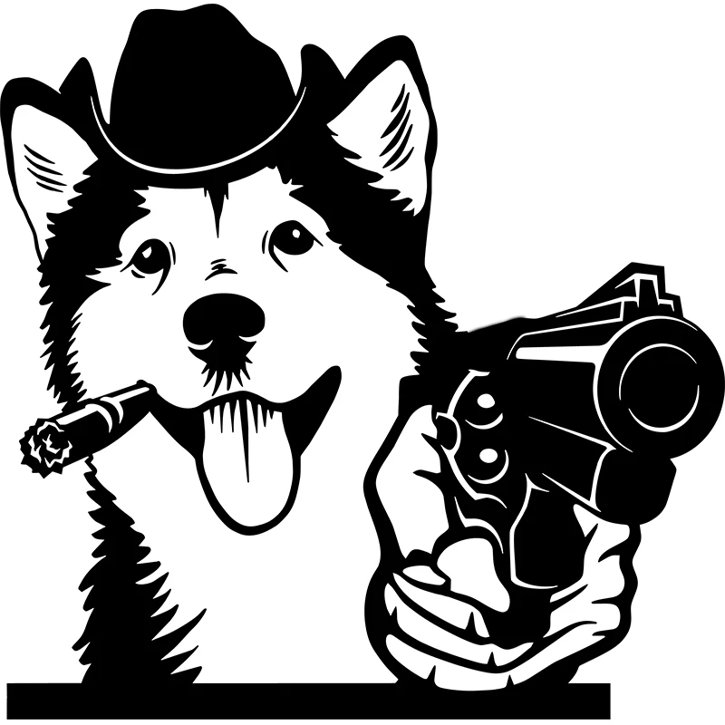 

Gangster Belgian Shepherd Malinois Alaskan Dog with Gun Vinyl Car Sticker