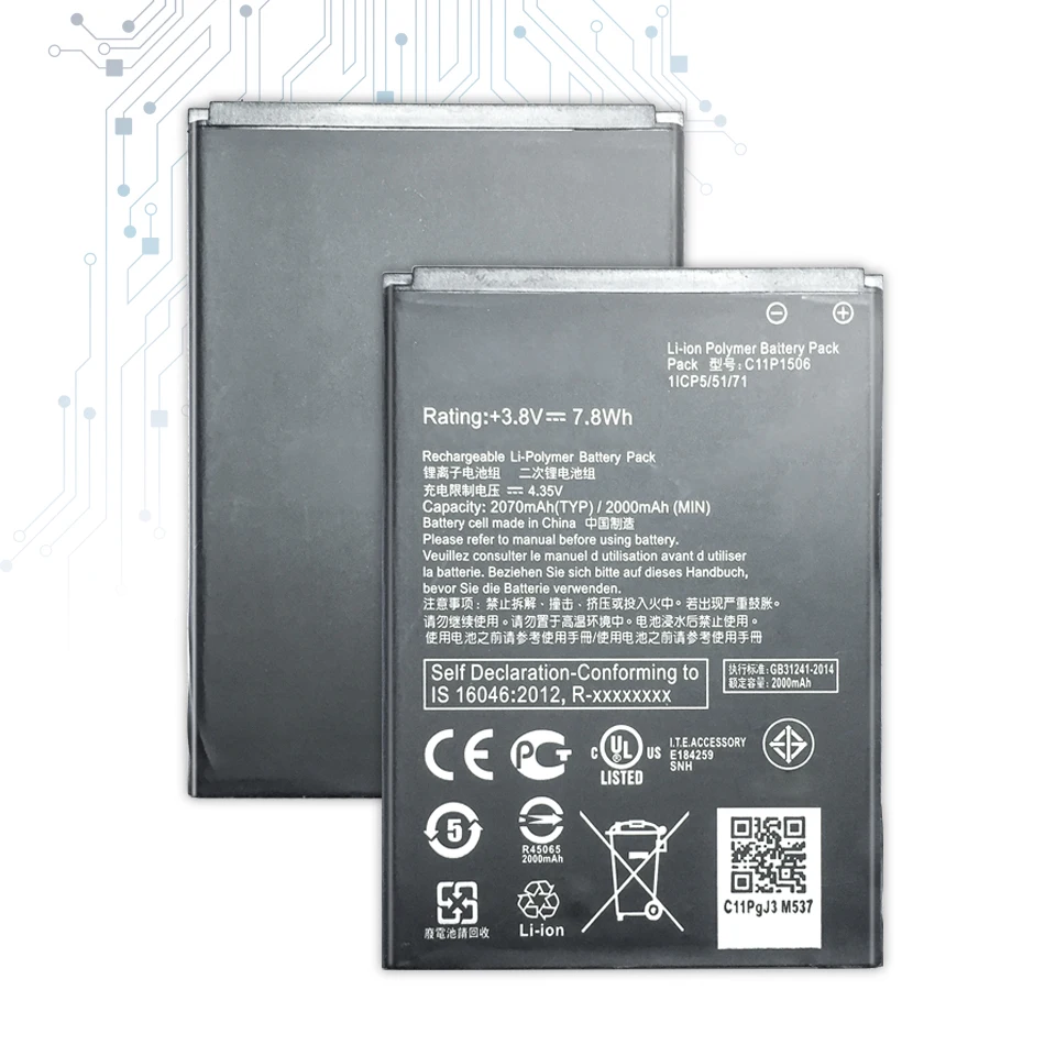 

For ASUS 2070mAh C11P1506 Battery For ASUS Live G500TG ZC500TG Z00VD ZenFone Go 5.5 Inch Phone Latest Production Batteria