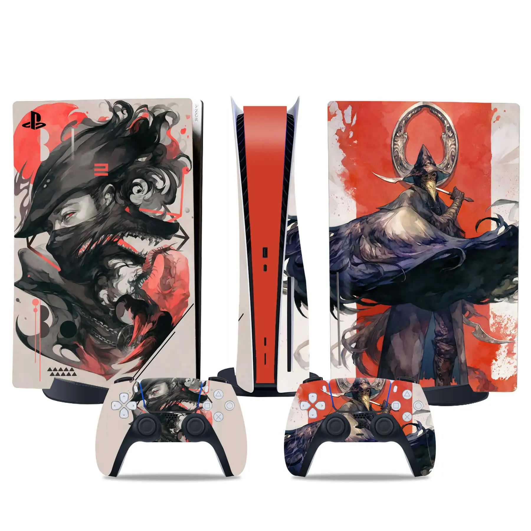 Виниловая наклейка для консоли и двух контроллеров PS5