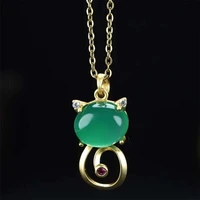 hot selling natural hand carved gold color 24k inlay jade necklace pendant fashion jewelry men women luck gifts
