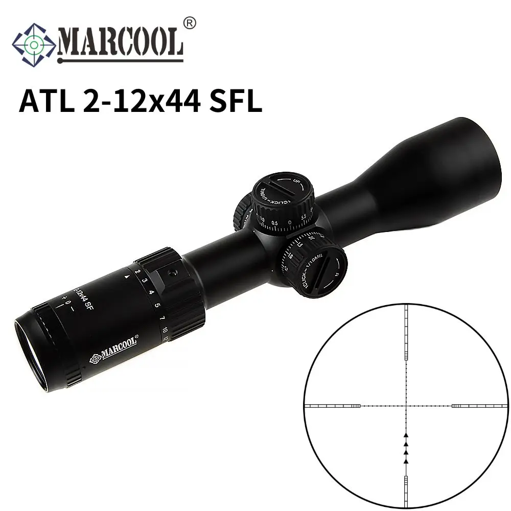 

Marcool ALT 2-12X44 Riflescope Tactical Mil Dot Reticle Fast Focus Second Focal Plane Optical Sight for Hunting Rifle AR15 .223