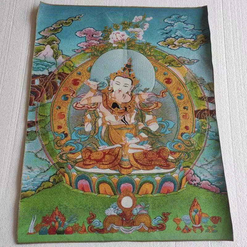

Tantric Thangka, embroidered brocade painting, happy Buddha, exquisite home decoration, auspicious Thangka