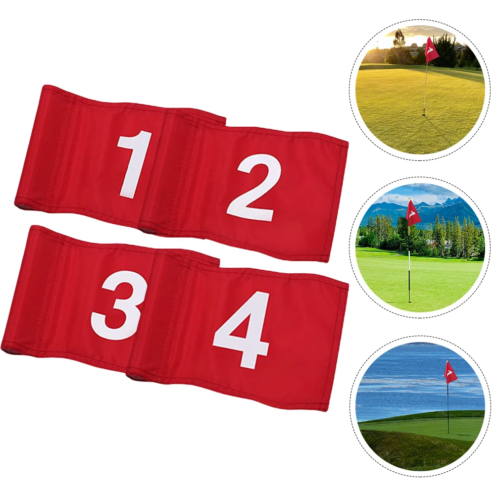 

4 Pcs Mini Golf Balls Green Flag Golfing Flags Portable Course Small Golfs Bags Multicolor Training