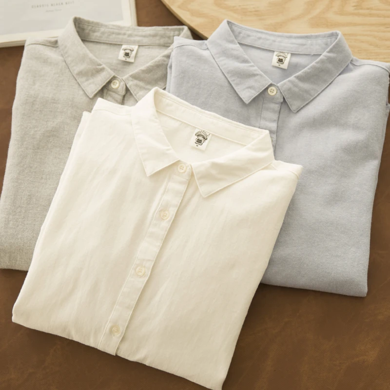 3-месячные однотонные рубашки женские осенние и зимние из матового хлопка