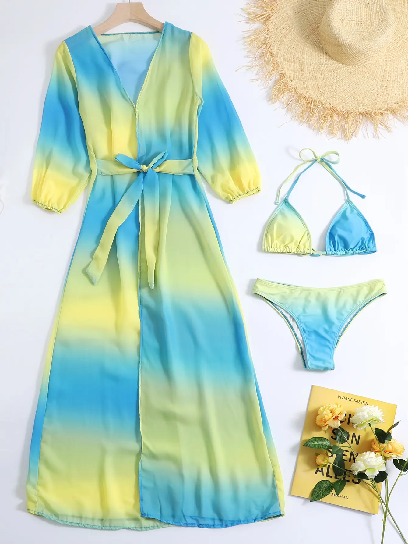 3 шт. женский купальник-бикини с эффектом омбре