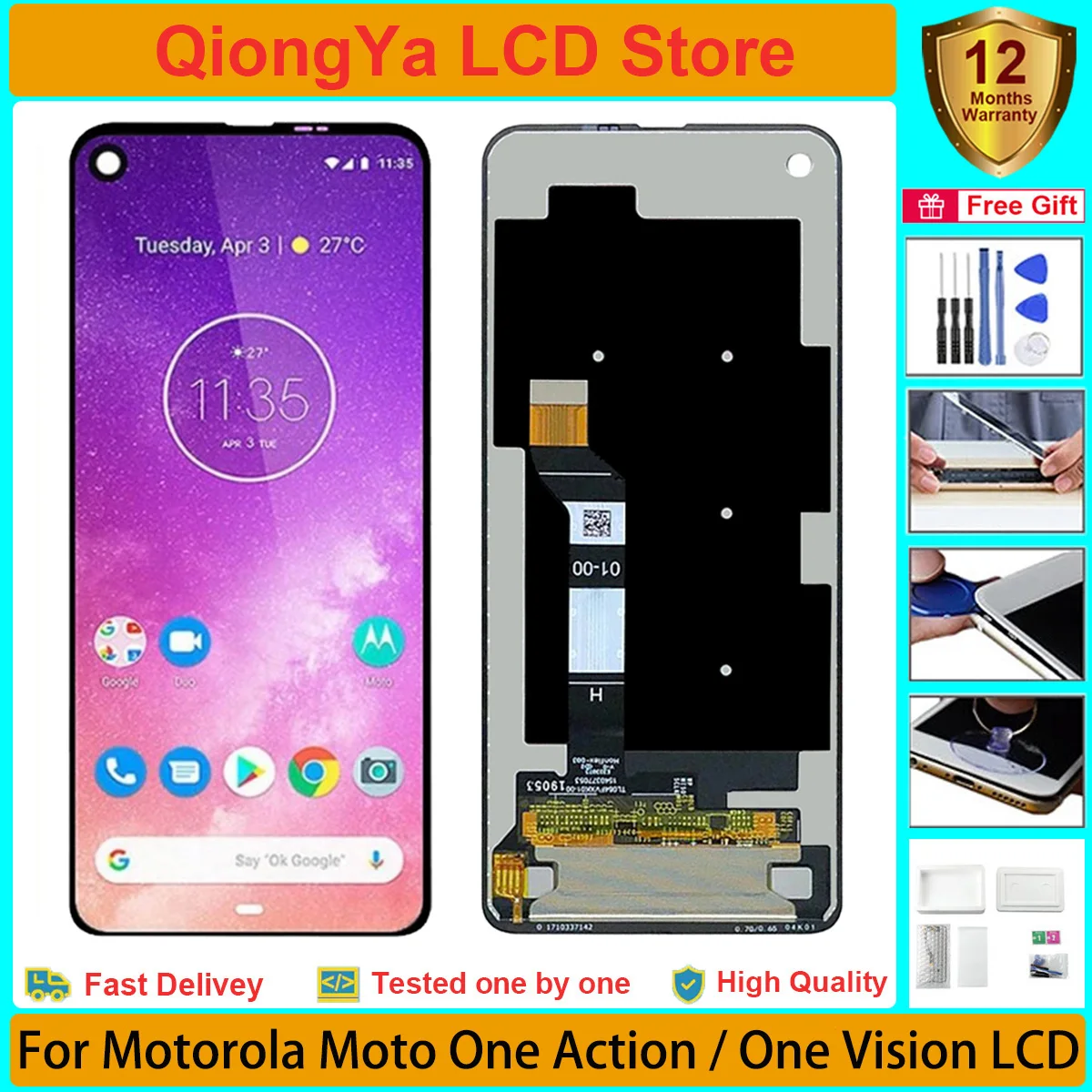 

6.3" Original Display For Motorola Moto One Action XT2013-1 XT2013-4 / One Vision XT1970 LCD and Touch Screen Digitizer Assembly