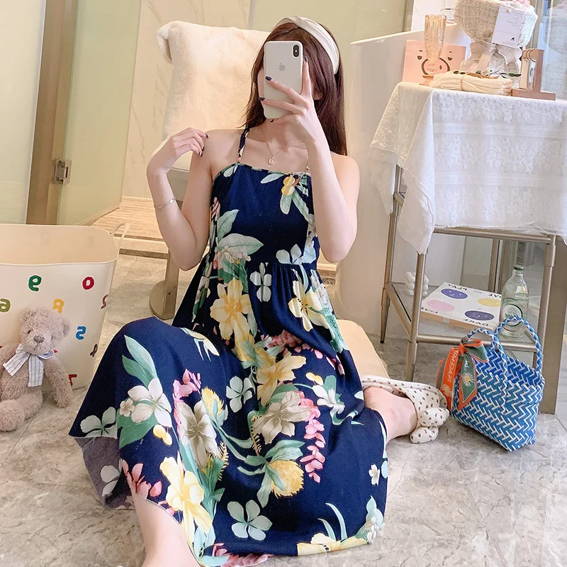 Summer Style Backstrap Nightdress Thin Night Gown Women Sexy Sleepwear Nightgowns