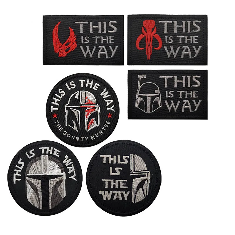 

Mandalorian Fastener Patch Disney Star Wars Embroidery Cloth Stickers Letter This is the Way Helmet DIY Backpack Garment Decals