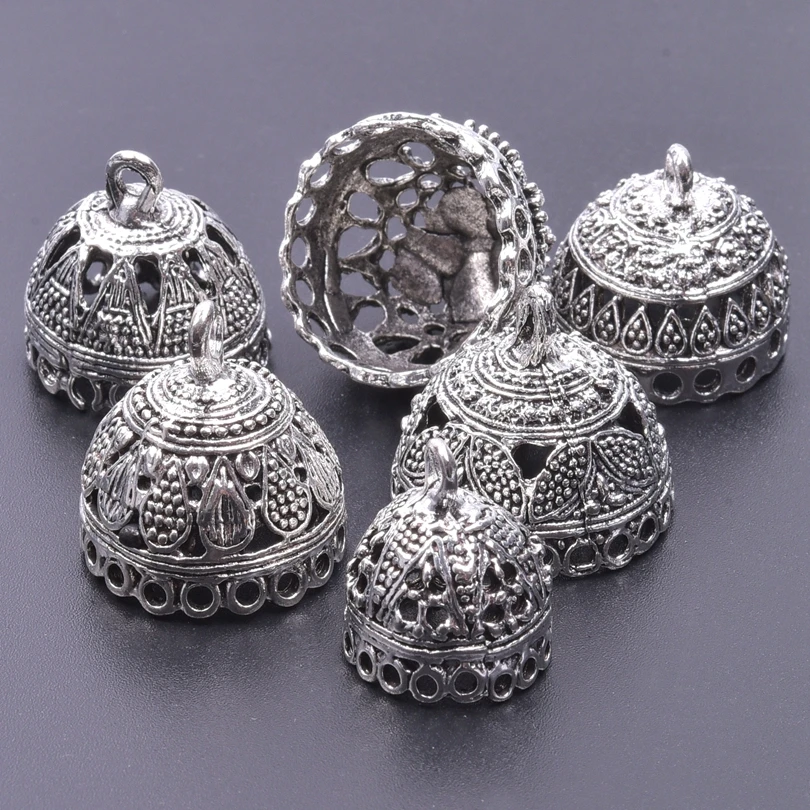 

19077 Vintage Silver Color 5X Mix Antique Heart Triangle Carve Filigree Pendant For Tassel Earring