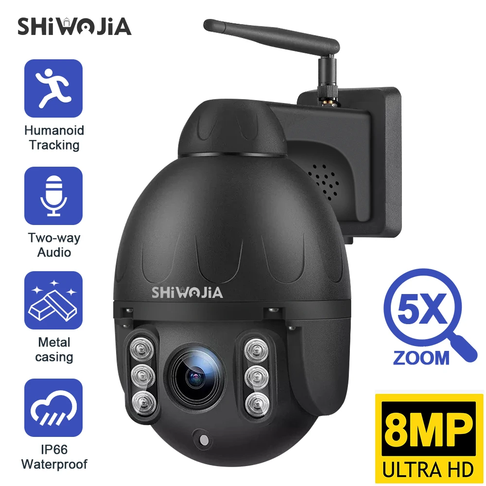 

SHIWOJIA 8MP IP Camera Outdoor PTZ 30X Optical Zoom Security Protection Auto Tracking Video Surveillance CCTV 60m IR Video Cam