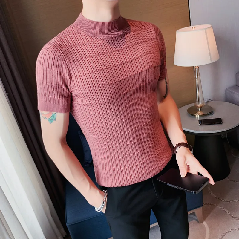 

New Elastic Mens T-Shirt Round Neck Short Sleeve Men T Shirt for Male Lycra and Cotton T-Shirts Man Clothing T Shirt Brand Tees