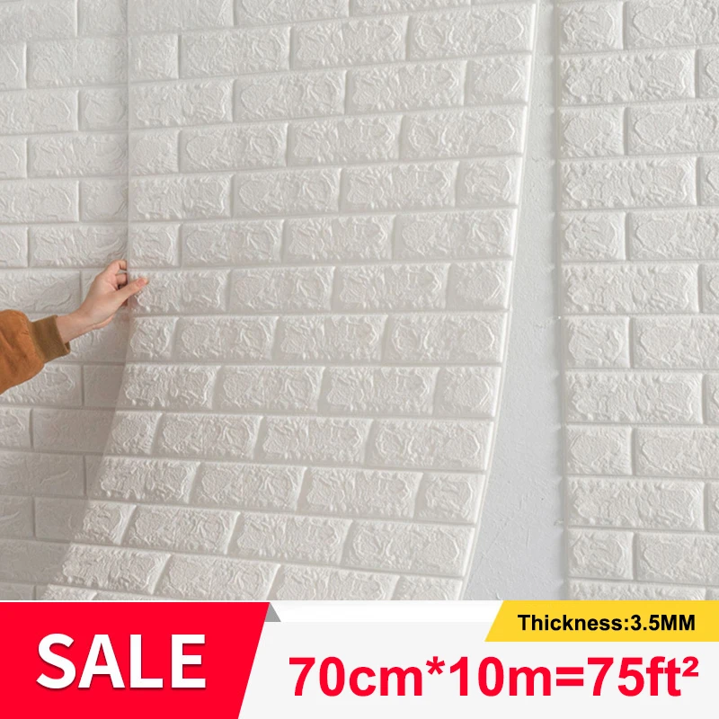 

70*10m 3D Self-Adhesive Wallpaper Continuous Waterproof Brick Wall Stickers Living Bedroom Children's Room Home Decoration