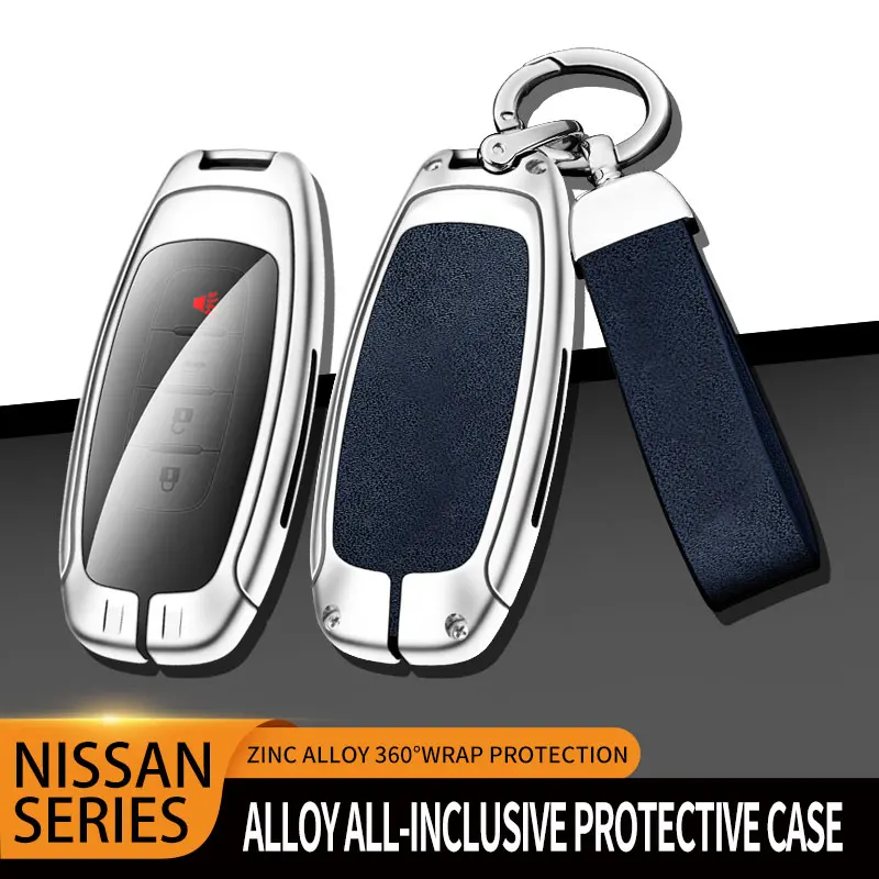 Чехол для автомобильного ключа из цинкового сплава и кожи подходит Nissan Juke 2023 X-trail
