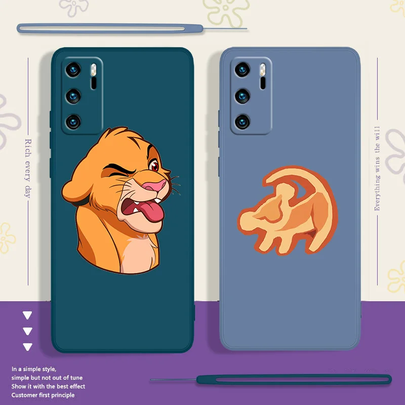 

The Lion King Cute Cool For Huawei P 50 40 30 20 Smart 2021 2019 Lite Pro Plus Liquid Rope Silicone Soft Phone Case Cover