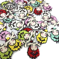 50pcs cute cartoon sheep design wooden buttons for crafts sewing accessories for doll clothes handmade diy scrapbooking buttons