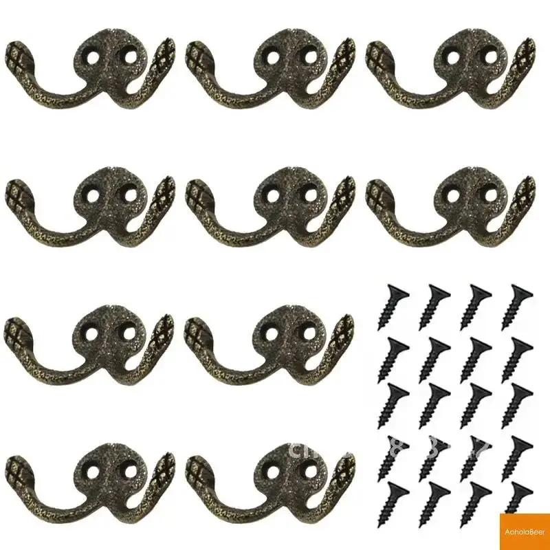 10-одиничный вешалка для одежды из сплава винтажная в стиле ретро украшение двери