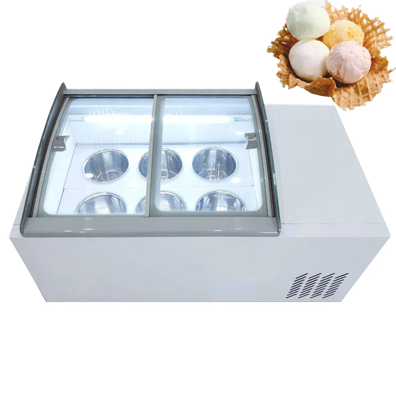 

Ice Cream Display Cabinet Stainless Steel Ice Porridge Freezer Commercial Hard Ice Cream Sundae Storage Machine
