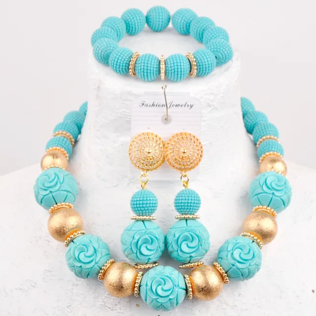 New Fashion Royal Blue Crystal Beads Balls African Jewelry Set