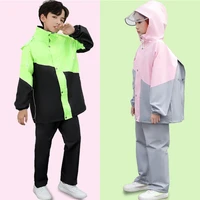 childrens raincoat rain pants suit boys and girls students children with schoolbags waterproof full body one piece poncho
