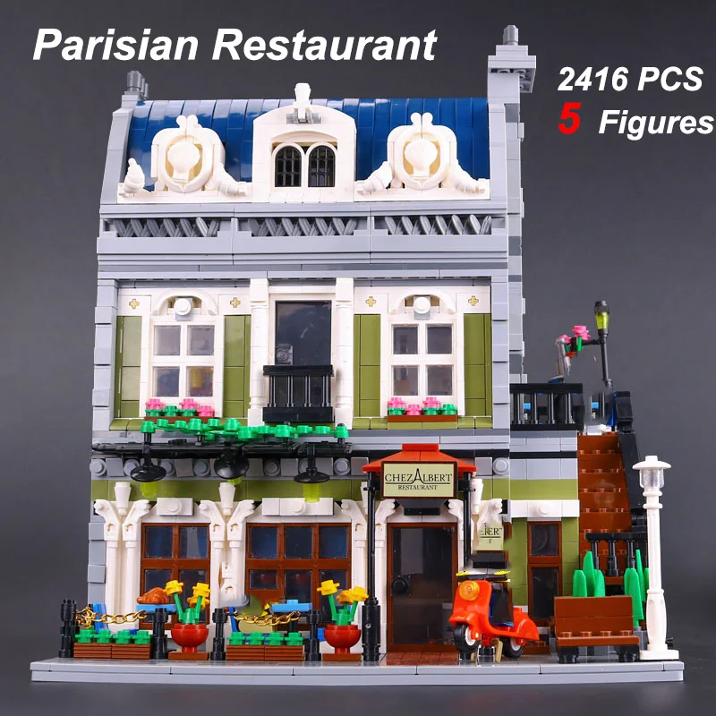 

In stock Parisian Restaurant 15010 DIY Building Blocks Bricks Model Architecture Compatible 10243 Toy Birthday Gifts