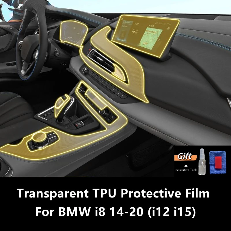

For BMW i8 14-20 i12 i15 Car Interior Center Console Transparent TPU Protective Film Anti-scratch Repair Film Accessories Refit